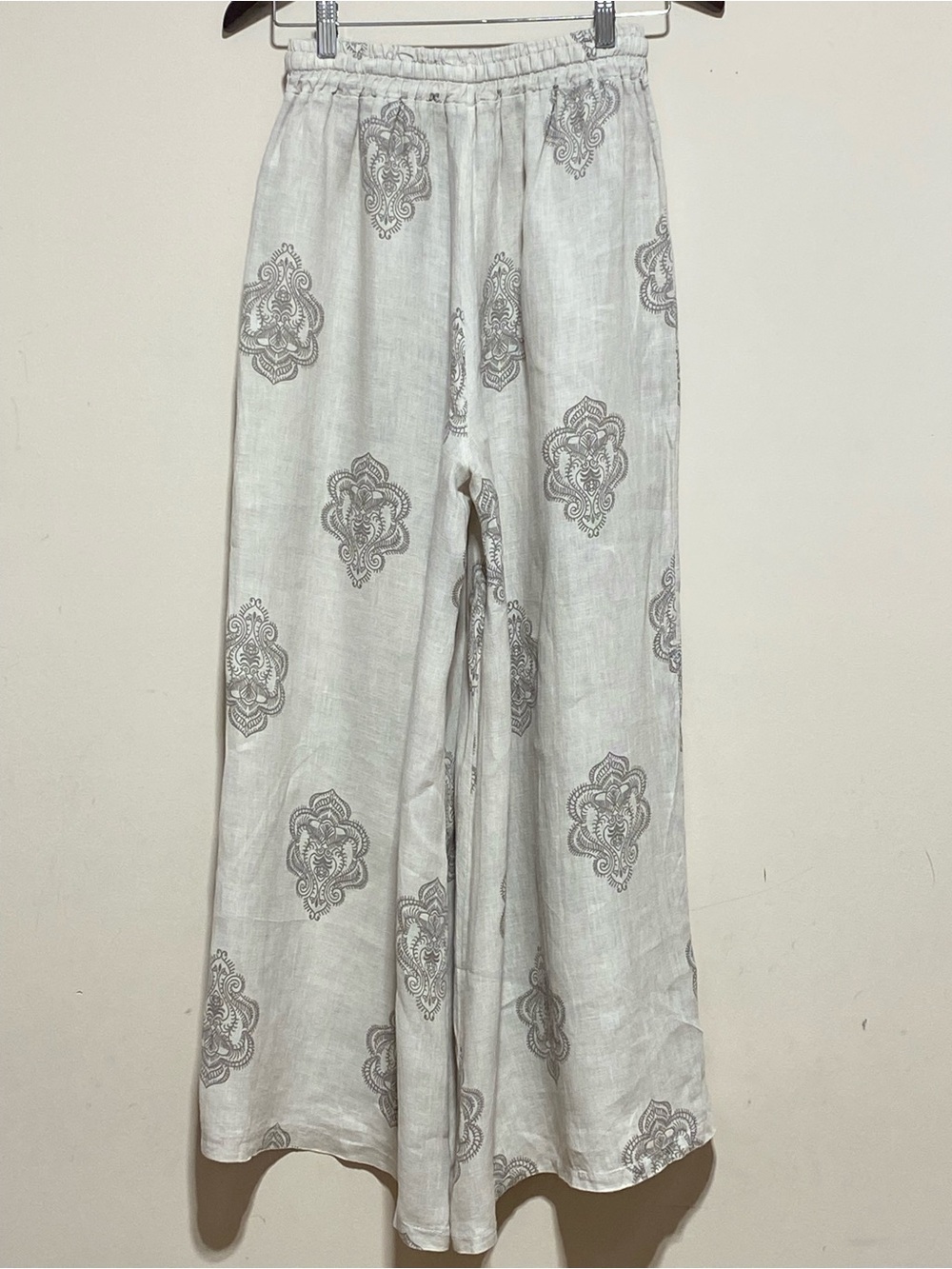 NWOT Civico 51 Wide Leg 100% Linen Pull-on Pants Printed Novelty Size M - Picture 6 of 8